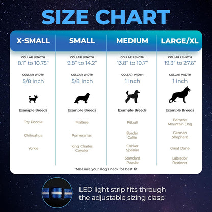 LED Dog Collar - USB Rechargeable - Waterproof 